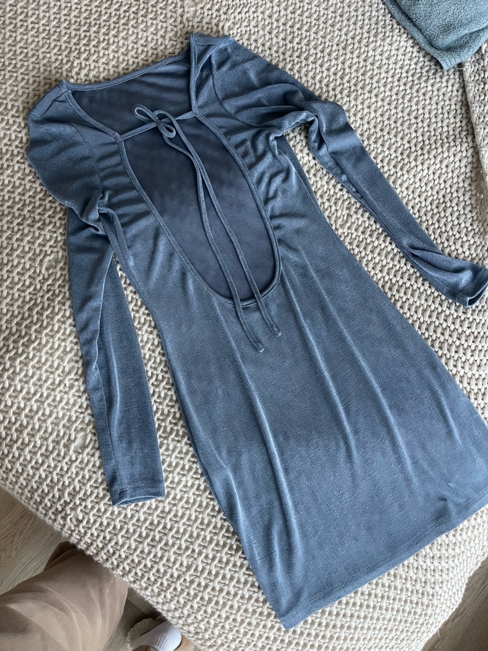 Lioness Slate Blue Tie-Back Mini Dress